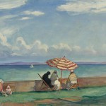 Le parasol sur la terrasse à Morgat – Henri Lebasque 1924